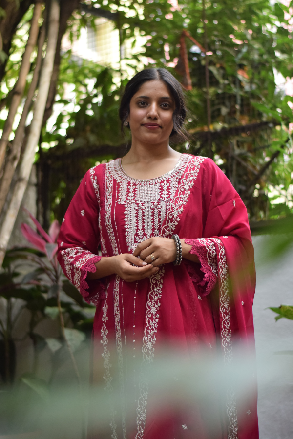 Kurta set for women | pink kurta set | embroidery work kurta set