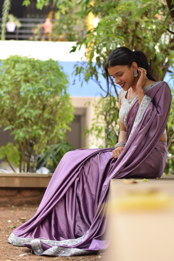 satin saree with border | satin embroidery saree | satin saree online