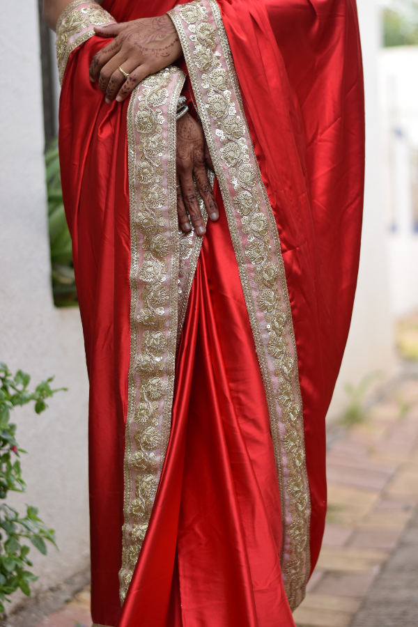 satin saree with border | satin embroidery saree | satin saree online