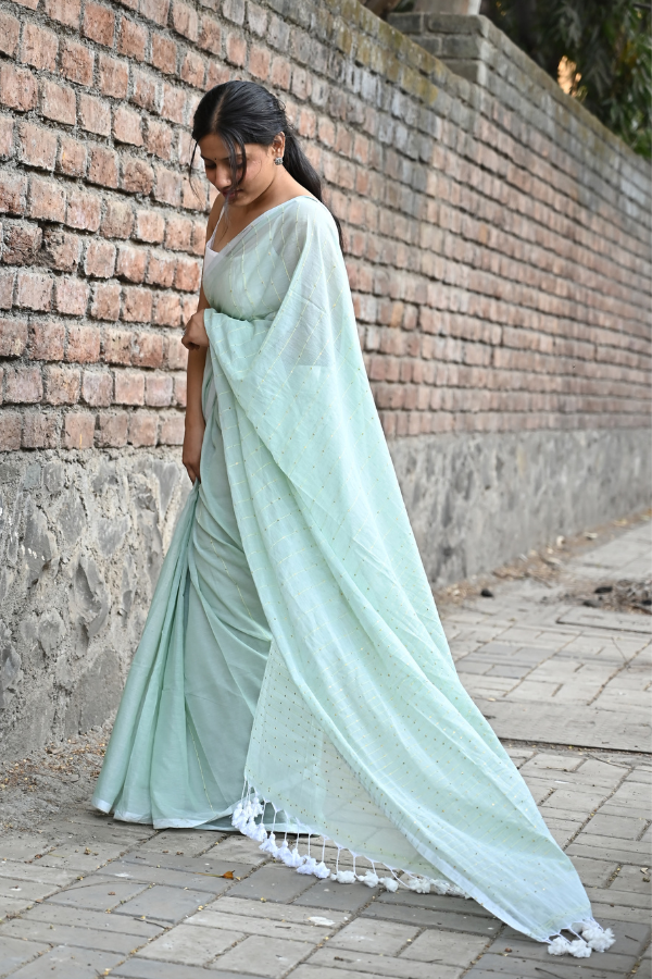 Green cotton saree | pure cotton saree | green cotton saree online