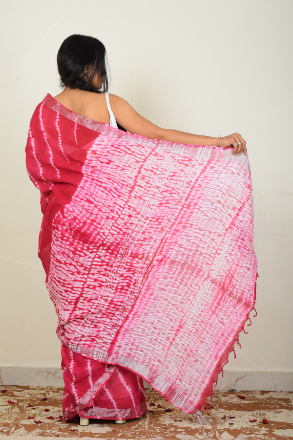 linen zari saree | linen saree designs | blockprinted linen saree online