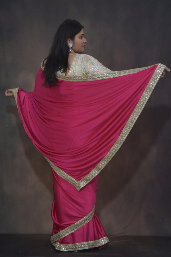 pink satin saree look | satin saree with blouse | satin sarees