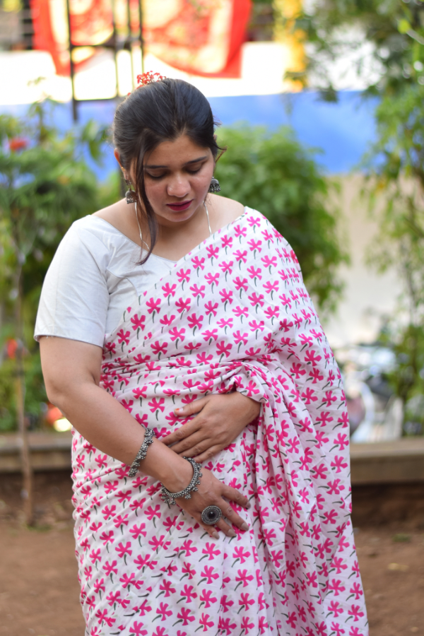 blockprint cotton saree | mulmul saree