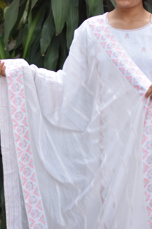 White printed dupatta | white dupatta | dupatta