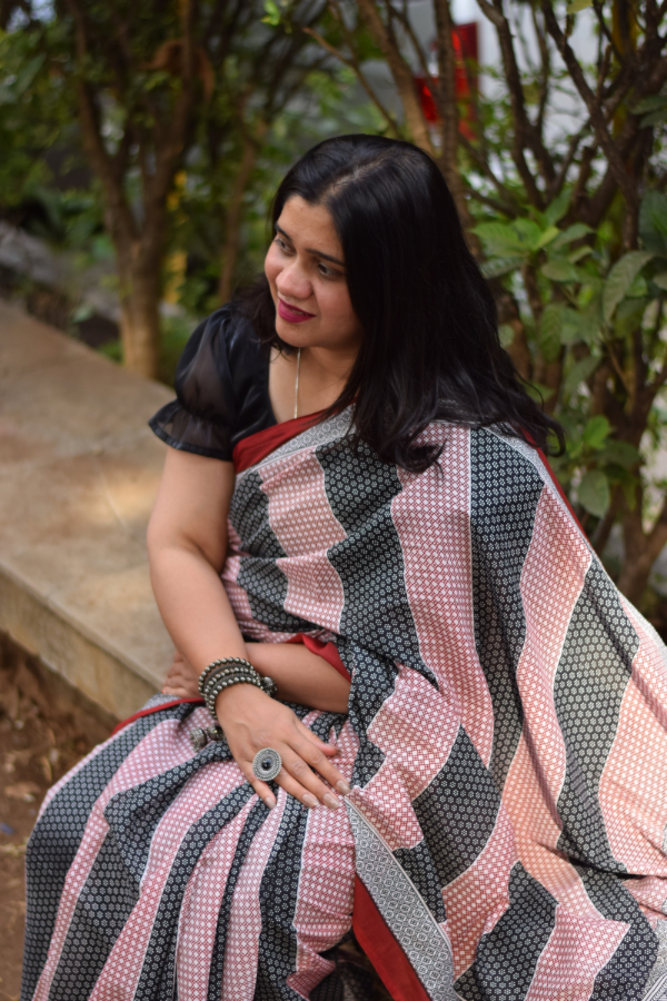 blockprint cotton saree | mulmul saree