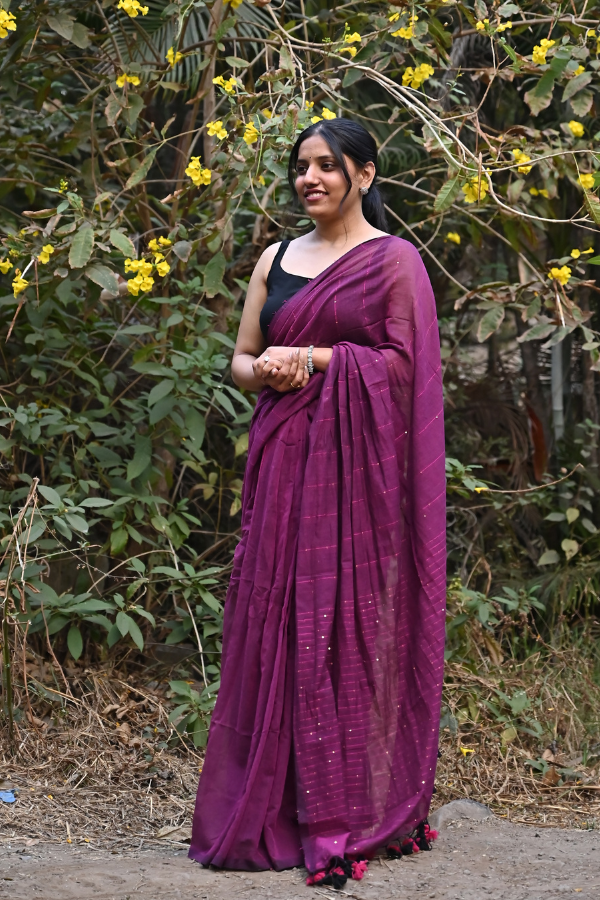 Cotton saree | purple cotton saree | best sarees online