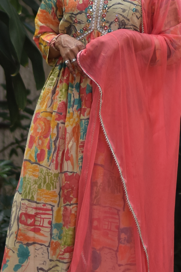 Dupatta | plain dupatta | plain dupatta with floral printed kurta set
