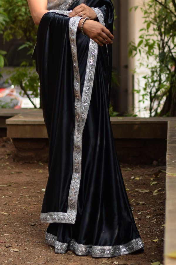 pure satin saree | satin saree in black | saree online