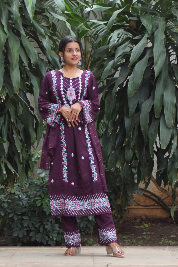 Kurta set with dupatta | kurta set online | purple colour kurta set
