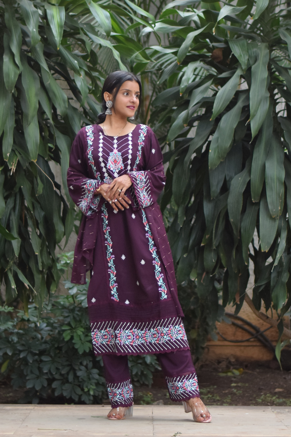 Purple color kurta set | kurta set online | printed kurta set