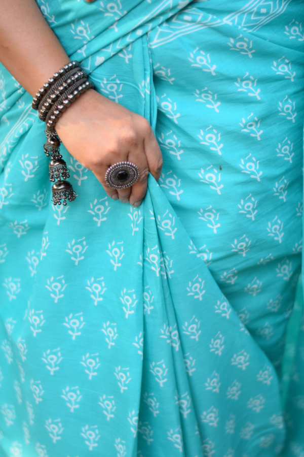 muluml cotton saree | cotton saree blue