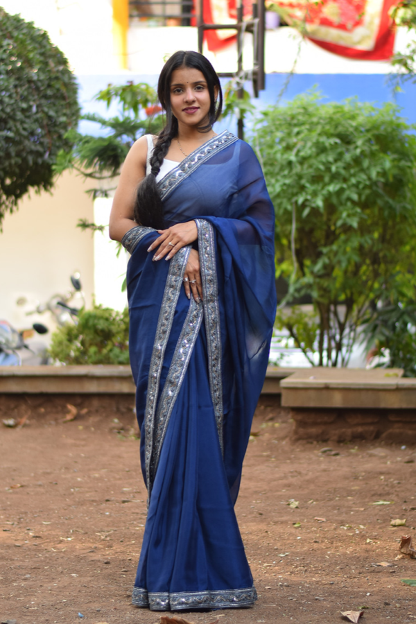 organza saree blue | organza saree design | organza saree for women