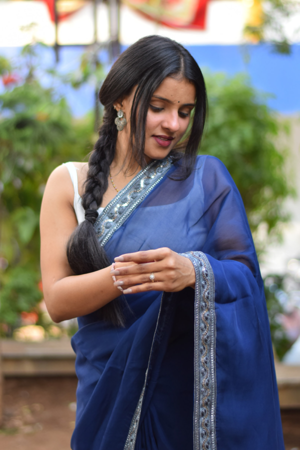 blue organza saree online | organza saree  silk | organza saree party wear