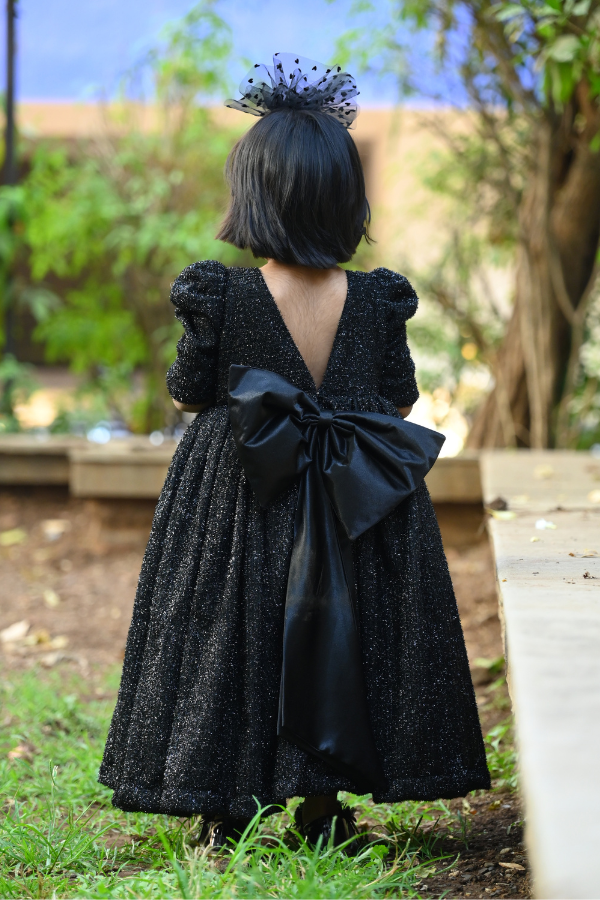 Black Shimmer Ball Gown tana bana