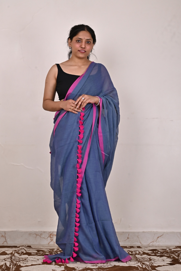 black cotton saree | mul cotton saree | sequin saree